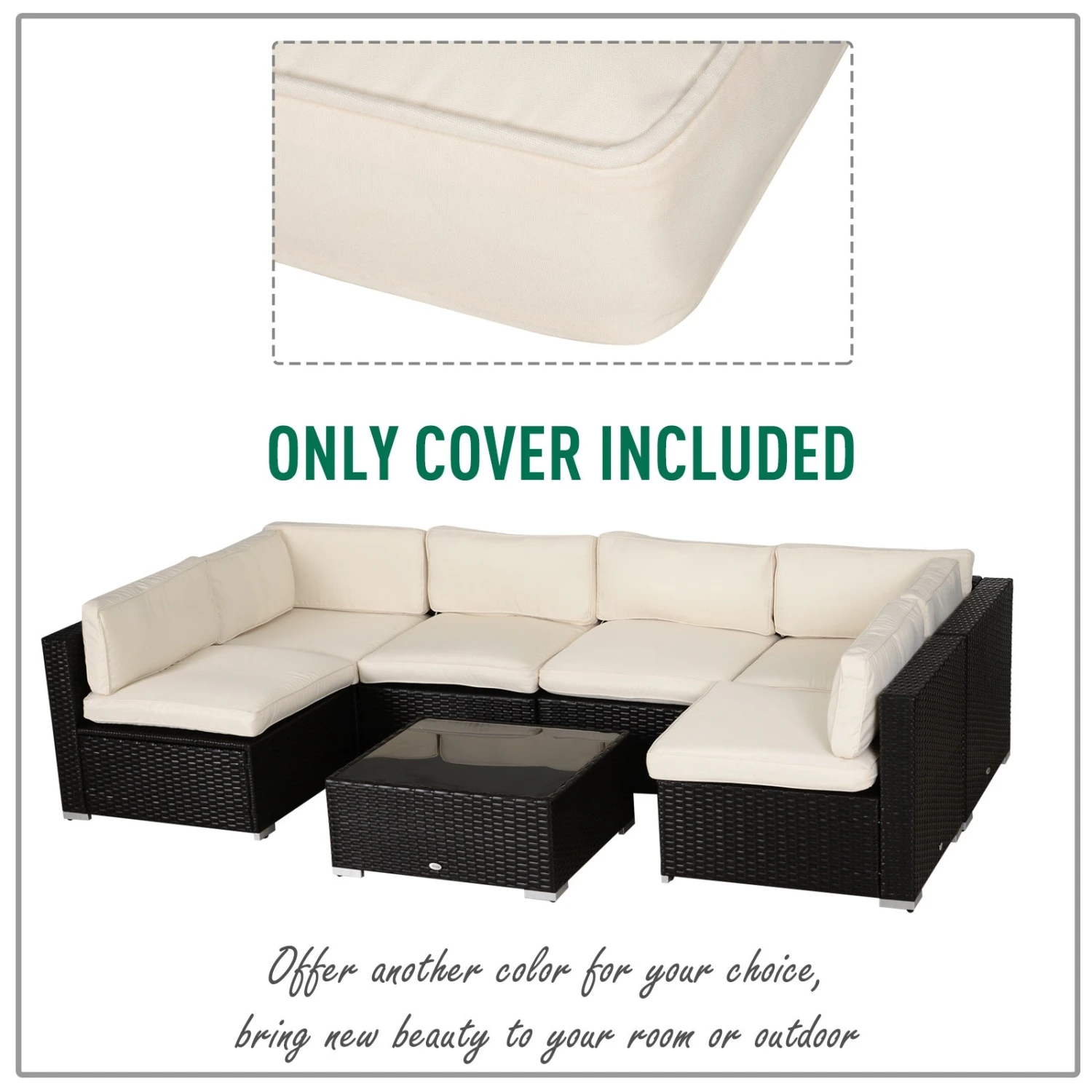 Outsunny-Rattan 6 Seat Cushion Replacement Set 1 Outsunny-Rattan 6 Seat Cushion Replacement Set