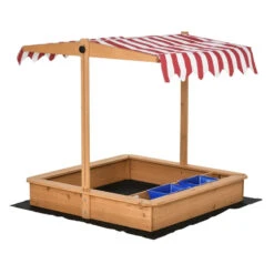 Outsunny Children's Wooden Sandbox With Cover - Wood