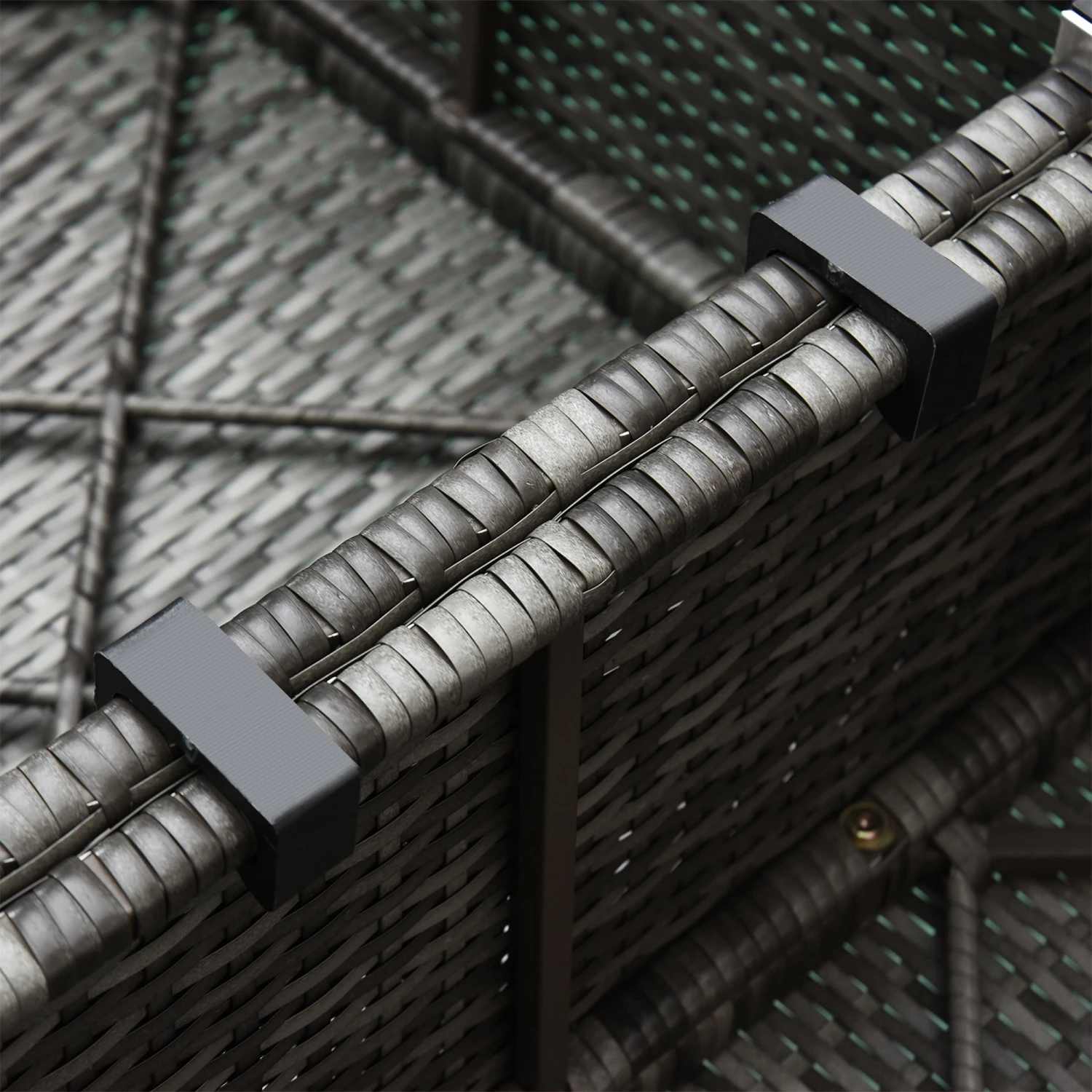 Outsunny 6 Pieces Outdoor Rattan Corner Sofa Set, Patio Aluminum Frame With All-weather Wicker Conversation Furniture W/ Coffee Table & Cushions, Mixed Grey 11 Outsunny 6 Pieces Outdoor Rattan Corner Sofa Set, Patio Aluminum Frame With All-weather Wicker Conversation Furniture W/ Coffee Table & Cushions, Mixed Grey - Image 11