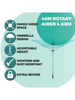 Ourhouse Rotary Airer 40m - Grey 8 Ourhouse Rotary Airer 40m - Grey -Home Furnishing Serie Shop 5011247 2