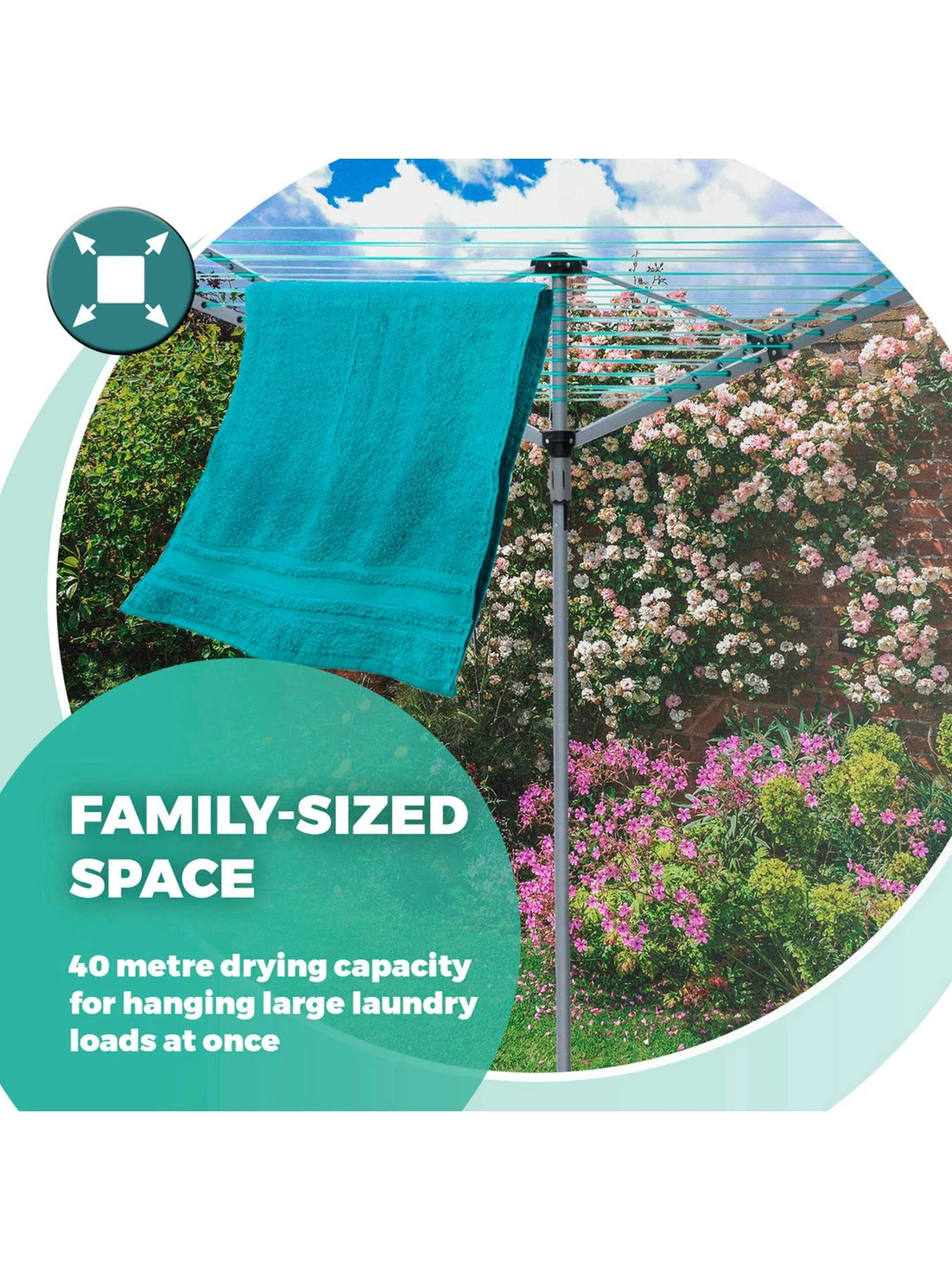 Ourhouse Rotary Airer 40m - Grey 2 Ourhouse Rotary Airer 40m - Grey - Image 2