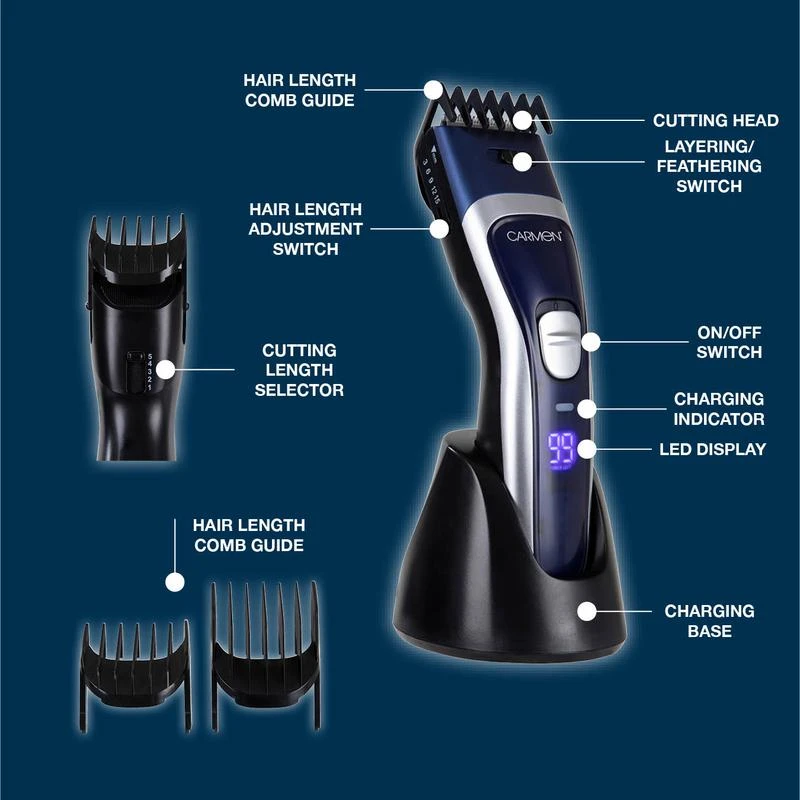 Carmen Men's Signature Hair Trimmers - Midnight Blue 6 Carmen Men's Signature Hair Trimmers - Midnight Blue - Image 6