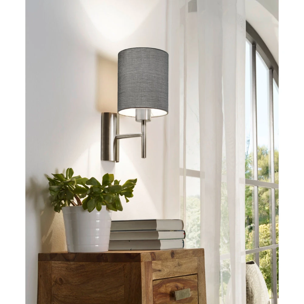 EGLO Pasteri Wall Light With Switch - Nickel & Grey 2 EGLO Pasteri Wall Light With Switch - Nickel & Grey - Image 2