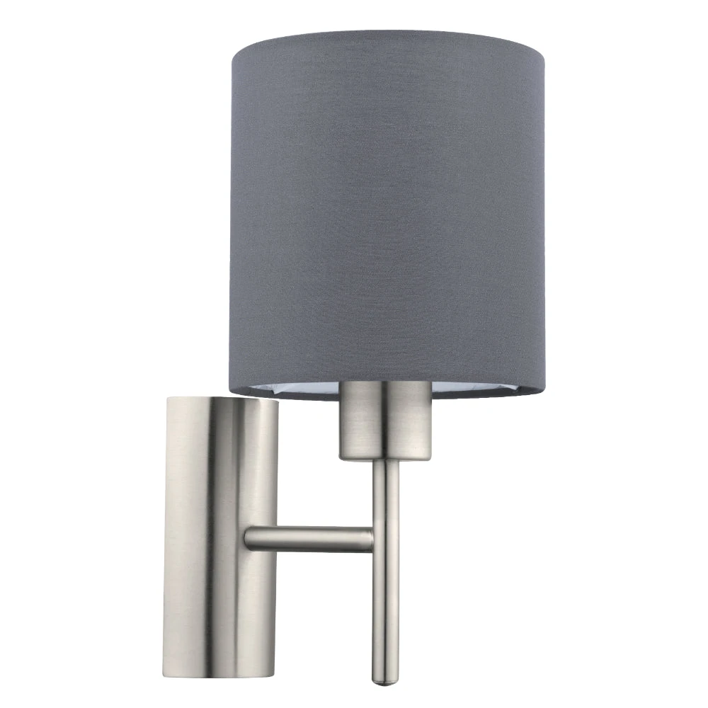 EGLO Pasteri Wall Light With Switch - Nickel & Grey 1 EGLO Pasteri Wall Light With Switch - Nickel & Grey