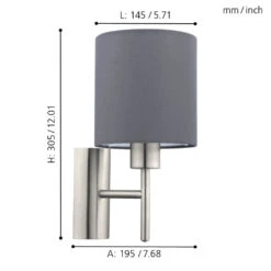 EGLO Pasteri Wall Light With Switch - Nickel & Grey 8 EGLO Pasteri Wall Light With Switch - Nickel & Grey -Home Furnishing Serie Shop 5046546 EGLO Pasteri Wall Light with Switch Nickel Grey 4
