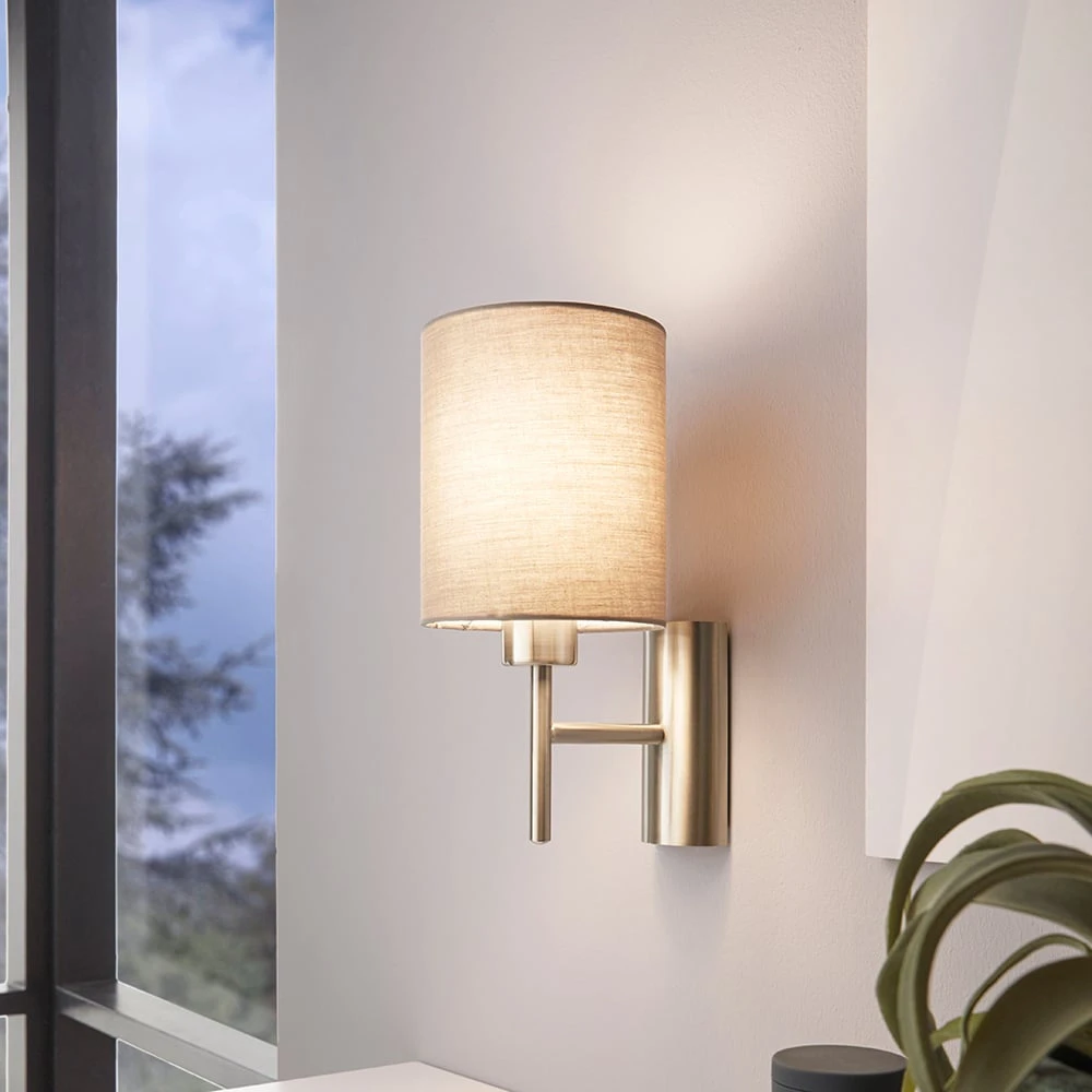EGLO Pasteri Wall Light With Switch - Nickel & Taupe 2 EGLO Pasteri Wall Light With Switch - Nickel & Taupe - Image 2