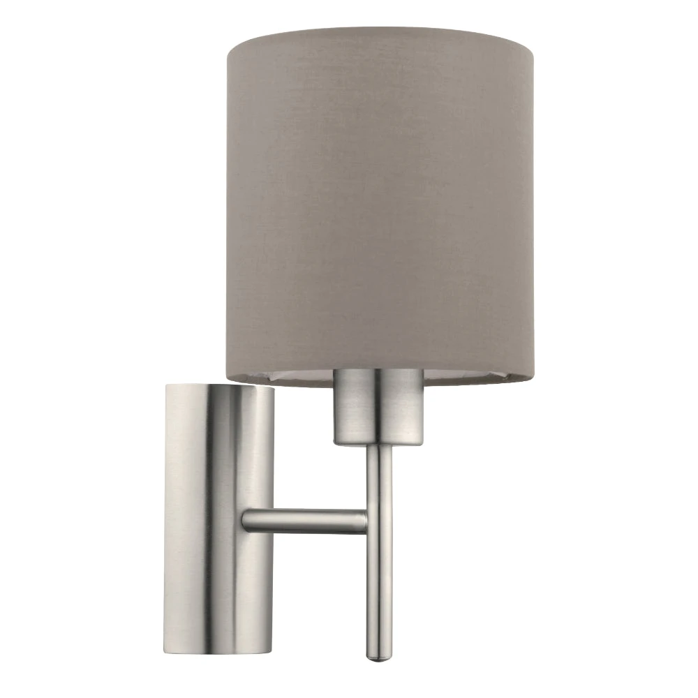 EGLO Pasteri Wall Light With Switch - Nickel & Taupe 1 EGLO Pasteri Wall Light With Switch - Nickel & Taupe