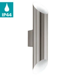 EGLO Agolada Exterior Wall Light Up And Down 2 Light - Stainless Steel & White