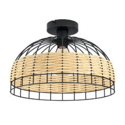 EGLO Anwick Ceiling Light - Black & Rattan