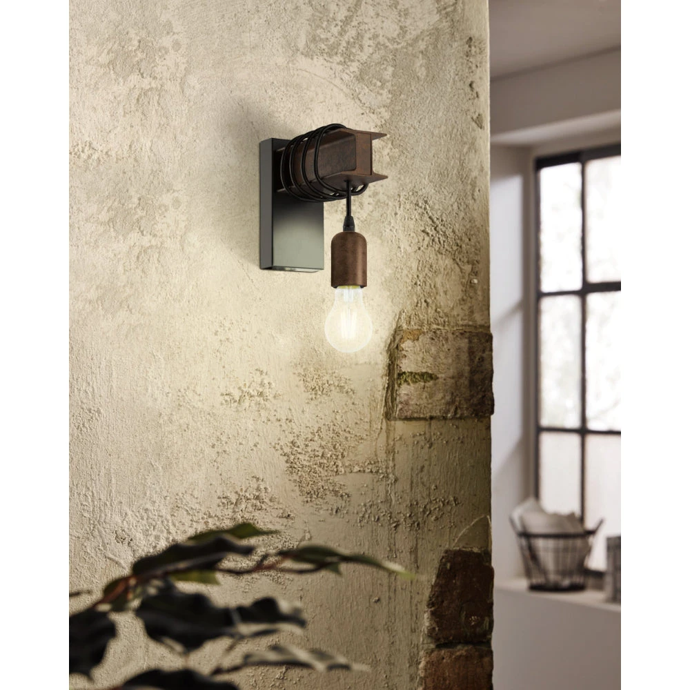 EGLO Townshend Steel Wall Light - Brown 2 EGLO Townshend Steel Wall Light - Brown - Image 2