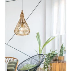 EGLO Amsfield Rattan Pendant Light Teardrop - Brown -Home Furnishing Serie Shop 5047277 EGLO Amsfield Rattan Pendant Light Teardrop Brown 1