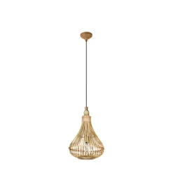 EGLO Amsfield Rattan Pendant Light Teardrop - Brown