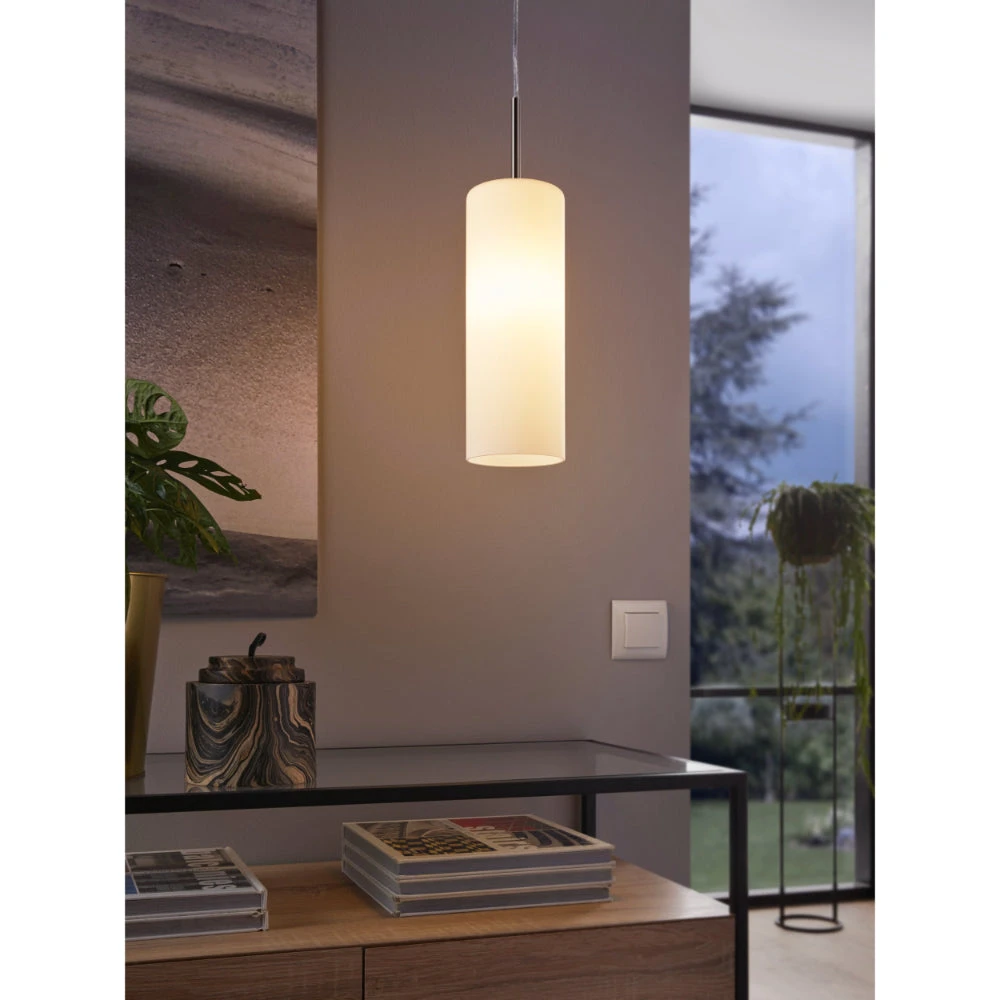 EGLO Troy Pendant Light - White & Matt Nickel 2 EGLO Troy Pendant Light - White & Matt Nickel - Image 2