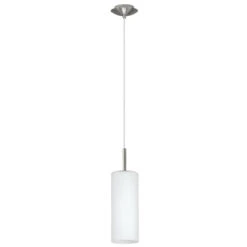 EGLO Troy Pendant Light - White & Matt Nickel