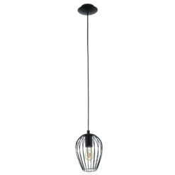 EGLO Newtown Vintage Pendant Light In Cage - Black