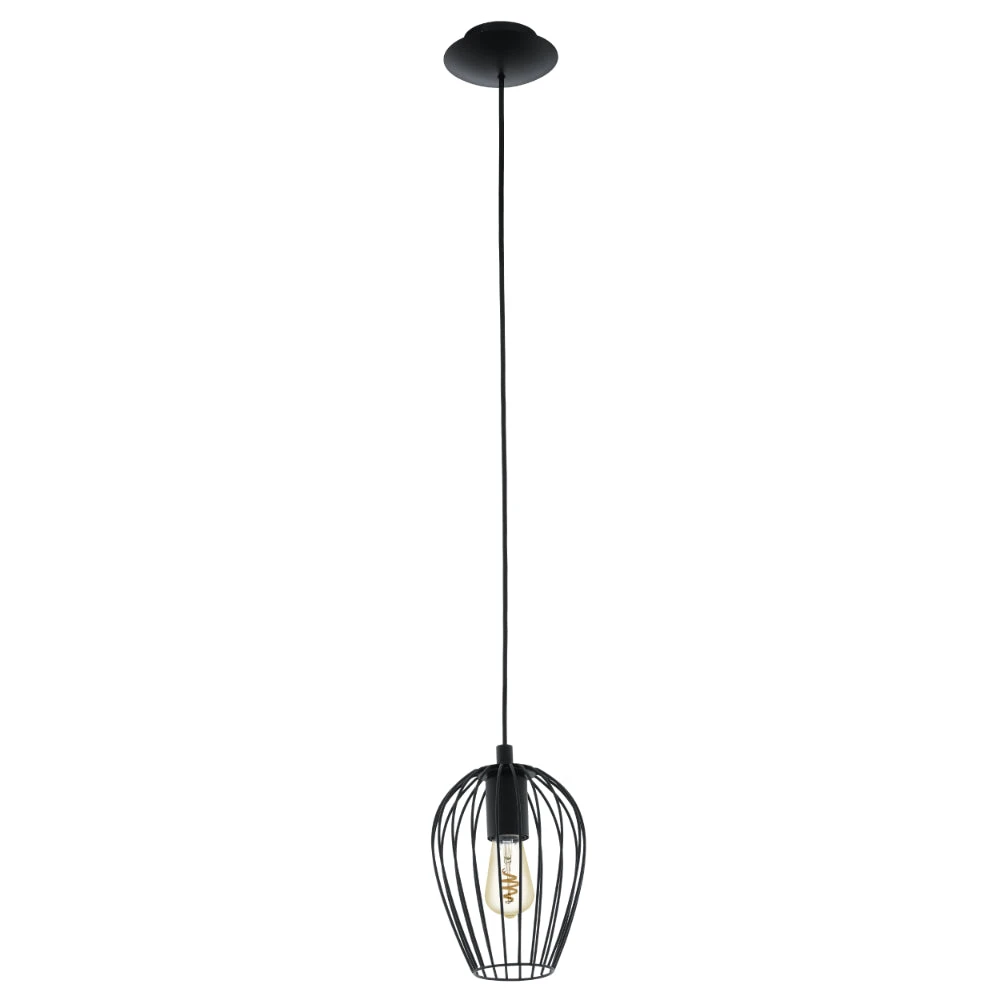 EGLO Newtown Vintage Pendant Light In Cage - Black 1 EGLO Newtown Vintage Pendant Light In Cage - Black