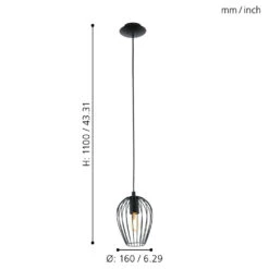 EGLO Newtown Vintage Pendant Light In Cage - Black 8 EGLO Newtown Vintage Pendant Light In Cage - Black -Home Furnishing Serie Shop 5047291 EGLO Newtown Vintage Pendant Light in Cage Black 4