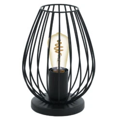 EGLO Newtown Vintage Table Lamp In Cage - Black