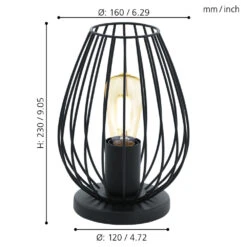EGLO Newtown Vintage Table Lamp In Cage - Black -Home Furnishing Serie Shop 5047307 EGLO Newtown Vintage Table Lamp in Cage Black 3