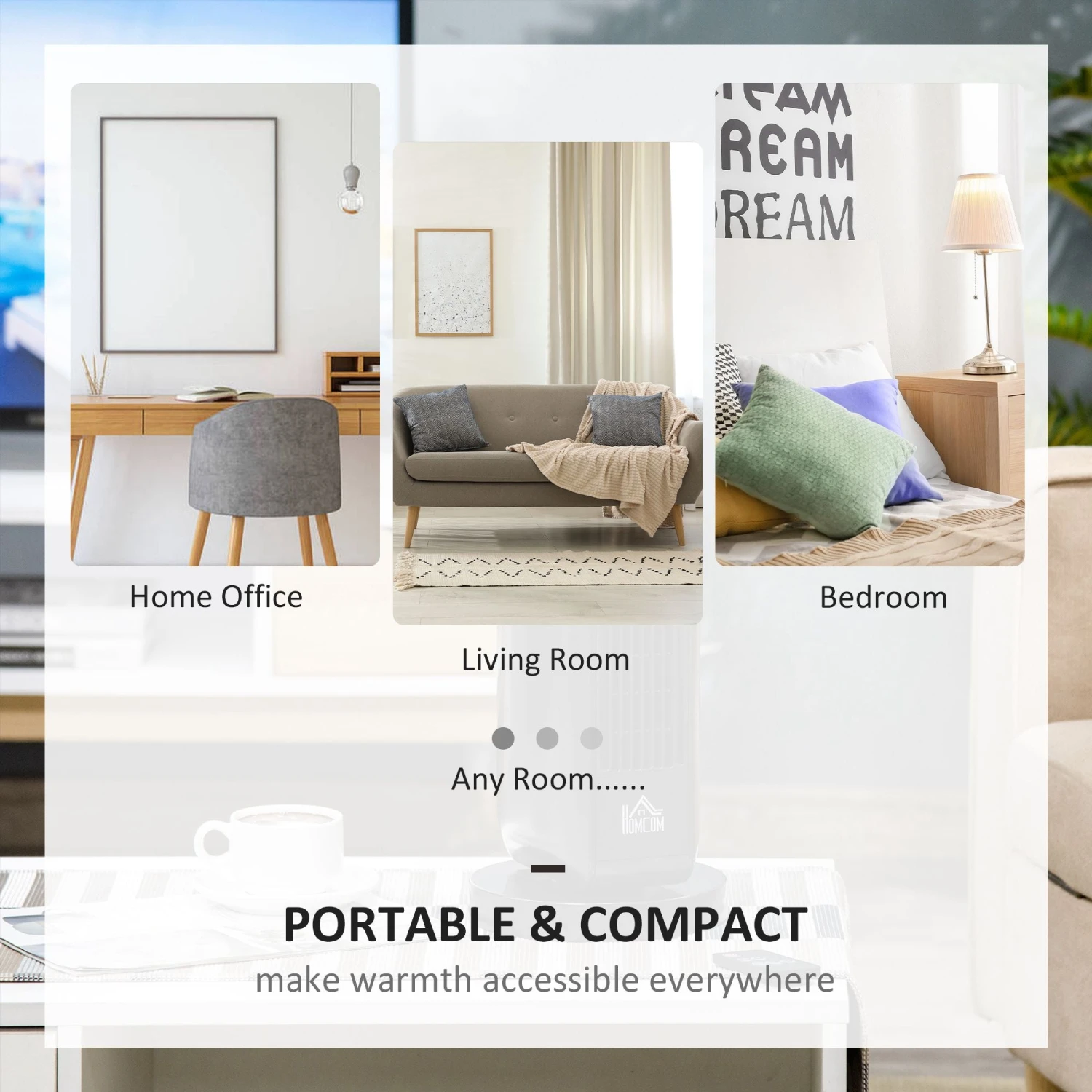 HOMCOM Portable Oscillating Ceramic Space Heater W/ Over Heating & Tip-over Protection 8 HOMCOM Portable Oscillating Ceramic Space Heater W/ Over Heating & Tip-over Protection - Image 8