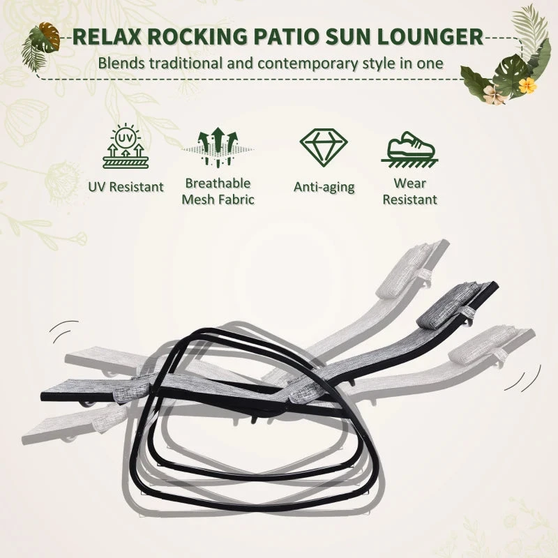 Outsunny Rocking Chair - Light Grey 4 Outsunny Rocking Chair - Light Grey - Image 4