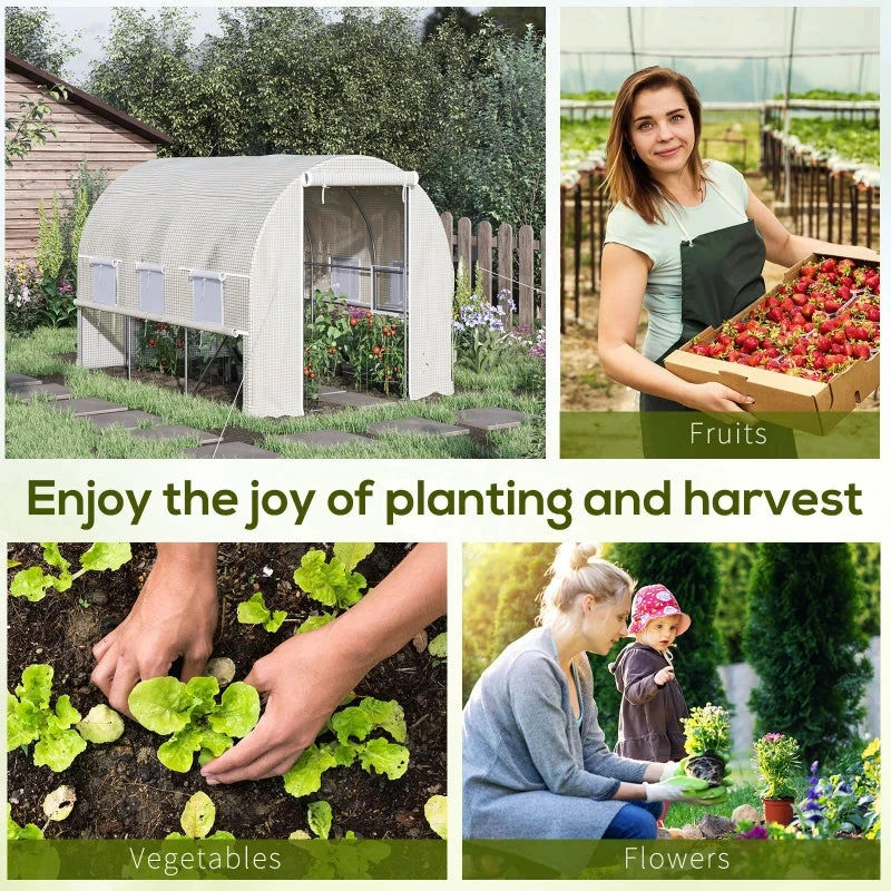 Outsunny Greenhouse Polytunnel 3x2x2m - White 6 Outsunny Greenhouse Polytunnel 3x2x2m - White - Image 6