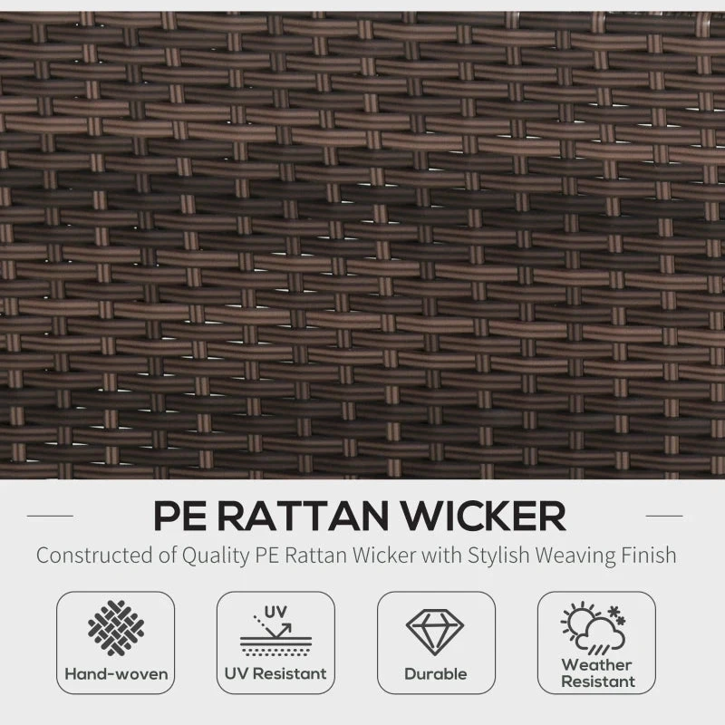 Outsunny Rattan Sofa Set With Chez Lounge And Coffee Table - Brown 4 Outsunny Rattan Sofa Set With Chez Lounge And Coffee Table - Brown - Image 4