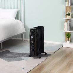 HOMCOM 2180W Oil Filled Radiator, 9 Fin Portable Heater W/ Timer Remote Control Black -Home Furnishing Serie Shop 5e07cc3daa55090f0a19392c61cb2f39