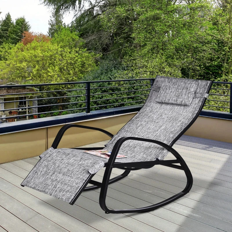 Outsunny Rocking Chair - Light Grey 10 Outsunny Rocking Chair - Light Grey - Image 10