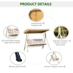 Outsunny 3 Seater Swing Bench -Home Furnishing Serie Shop 6Jw78417dc3540639