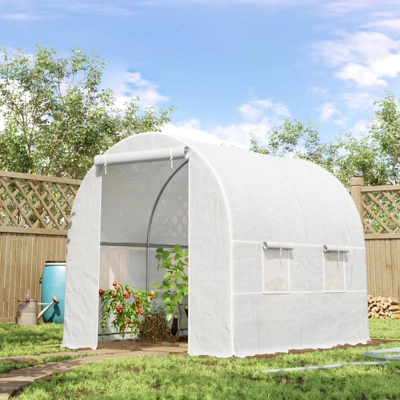 Outsunny Greenhouse Polytunnel 2.5 X 2 X 2 M - White 2 Outsunny Greenhouse Polytunnel 2.5 X 2 X 2 M - White - Image 2