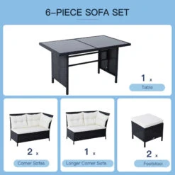 Outsunny Rattan Corner Sofa Set With Table And Footstools - Black 16 Outsunny Rattan Corner Sofa Set With Table And Footstools - Black -Home Furnishing Serie Shop 6WOb1017eecc29106 jpg