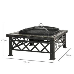 Outsunny Square Garden Fire Pit Square Table W/ Grill Shelf Poker Mesh Cover Grate 76cm -Home Furnishing Serie Shop 7Bs71e17dc53012f6 ea560b93 7bc8 4add b1a0 628479c72b28