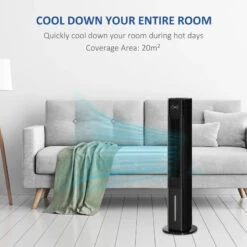 HOMCOM 42" Portable Air Cooler, Humidifier Evaporative Ice Cooling Fan Water Conditioner Unit With 3 Modes, 3 Speed, Remote Controller, Timer, Oscillating For Home Quiet Bedroom, Black -Home Furnishing Serie Shop 7Kya0917fb5e7f945 jpg