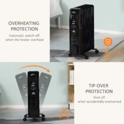 HOMCOM 2180W Oil Filled Radiator, 9 Fin Portable Heater W/ Timer Remote Control Black -Home Furnishing Serie Shop 7fdd81df552165aaa1911edfd5a86137