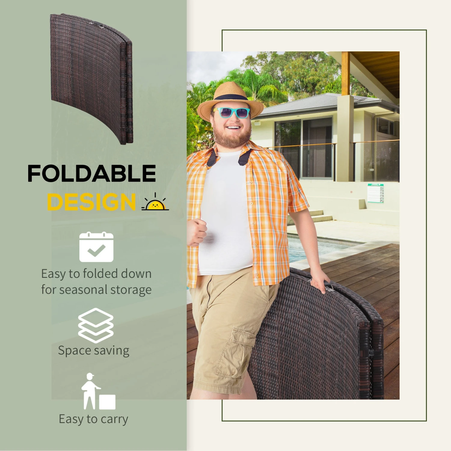 Outsunny Rattan Single Lounger - 6 Outsunny Rattan Single Lounger - - Image 6