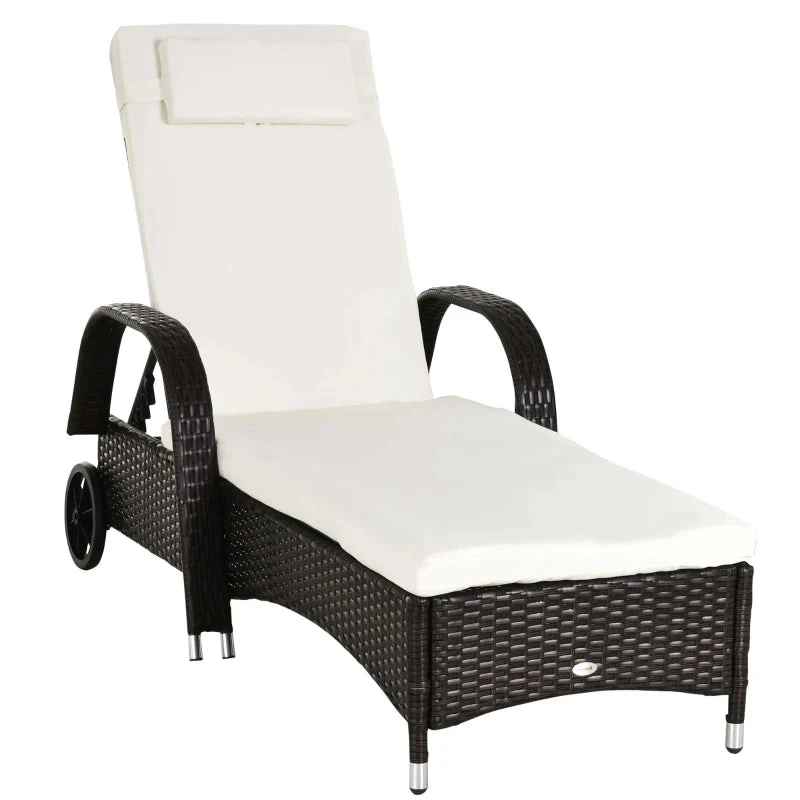 Outsunny Rattan Sun Lounger - Brown 1 Outsunny Rattan Sun Lounger - Brown