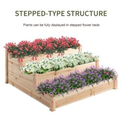 Outsunny Wooden Raised Bed 3-Tier Planter Kit Elevated Box Outdoor Stand -Home Furnishing Serie Shop 8ISa0917ee2cefc66
