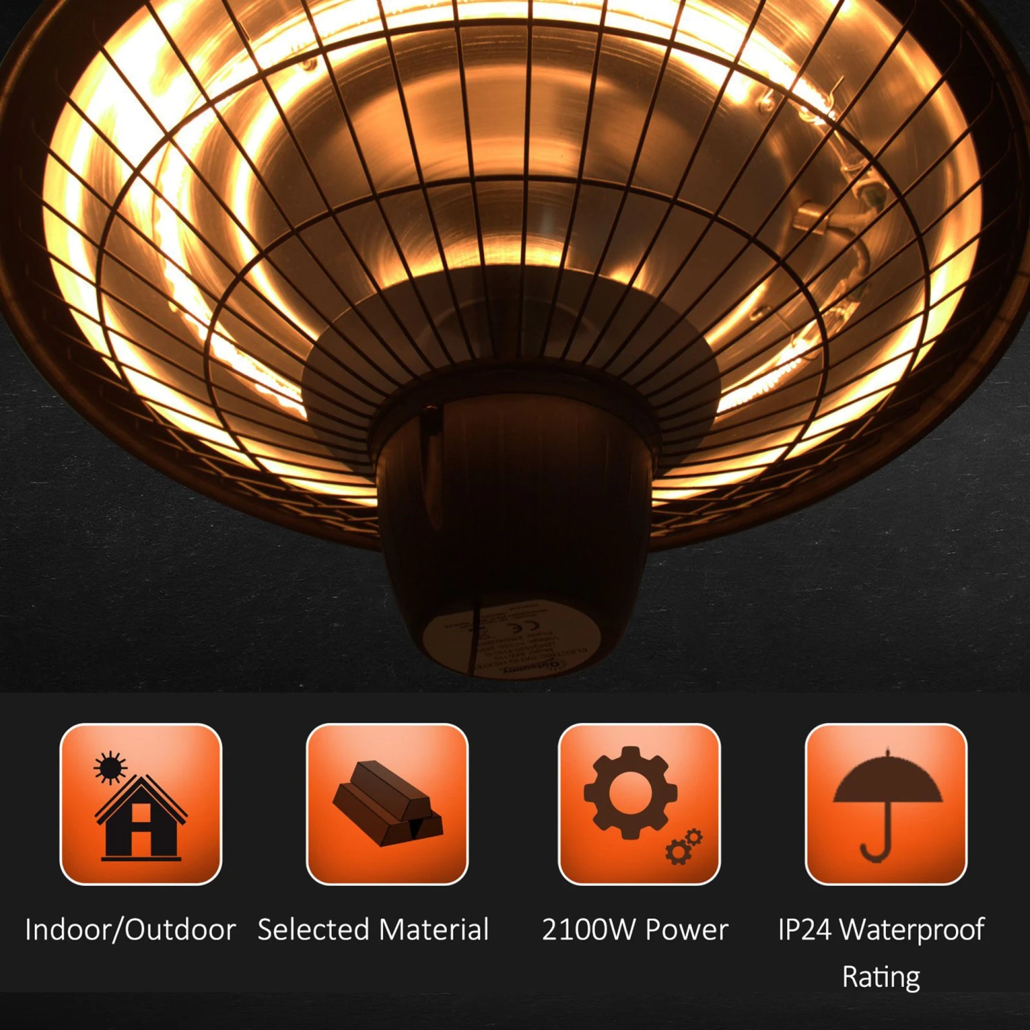 Outsunny Outdoor Electric Heater Halogen 2100W-Black 6 Outsunny Outdoor Electric Heater Halogen 2100W-Black - Image 6