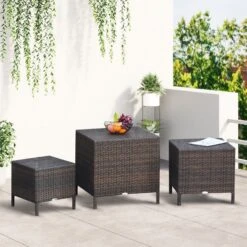 Outsunny Rattan Side Table Set- Brown 11 Outsunny Rattan Side Table Set- Brown -Home Furnishing Serie Shop 8Rm90f17eecc2a1c7