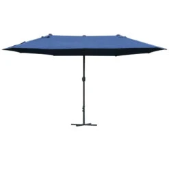 Outsunny Double Sided Umbrella Parasol With Cross Base 4.6 M - Blue