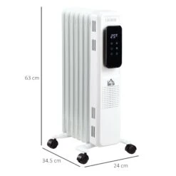HOMCOM 1630W Oil Filled Radiator, 7 Fin Portable Heater W/ Timer Remote Control White -Home Furnishing Serie Shop 9129009dac76bce6f6f1bc54b1994cfb
