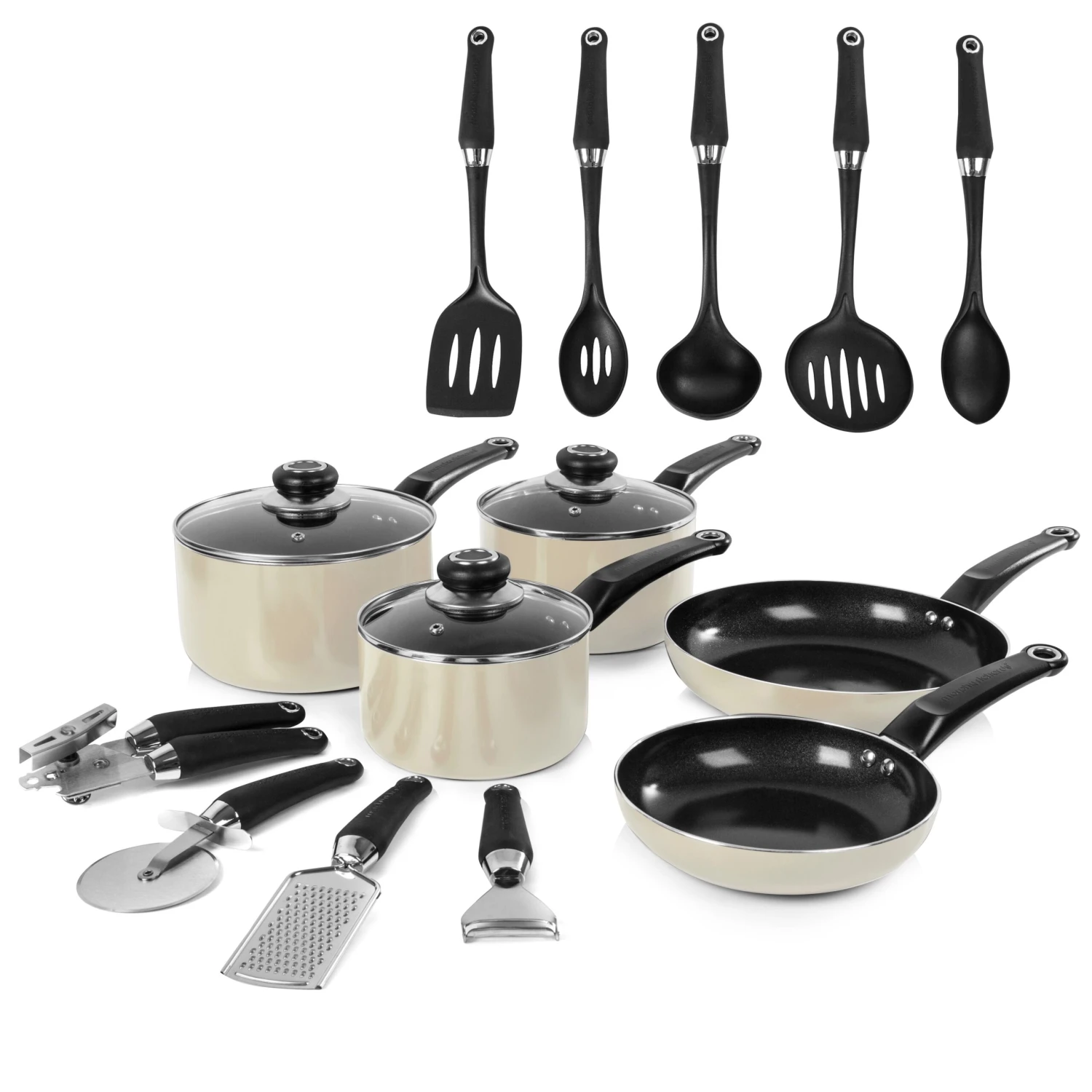 Morphy Richards Equip 14 Piece Pan & Tools Set - Cream 1 Morphy Richards Equip 14 Piece Pan & Tools Set - Cream