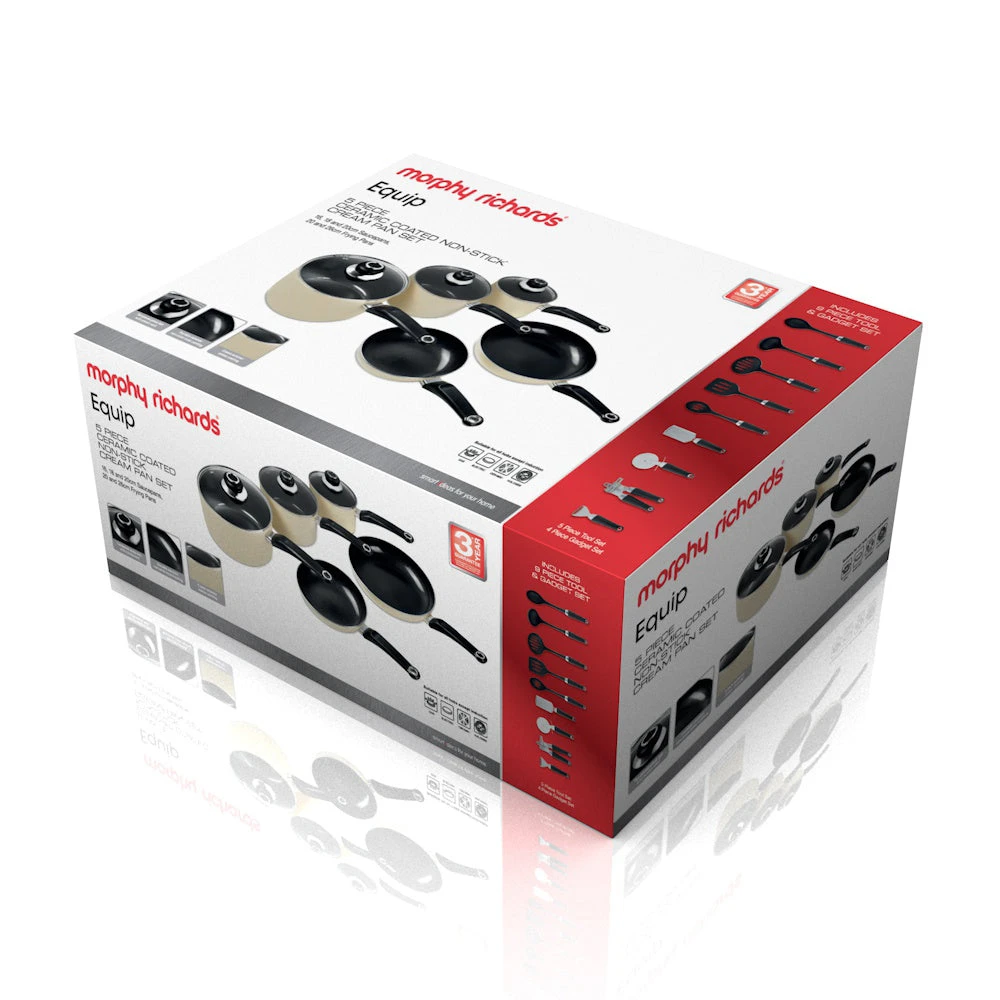 Morphy Richards Equip 14 Piece Pan & Tools Set - Cream 2 Morphy Richards Equip 14 Piece Pan & Tools Set - Cream - Image 2