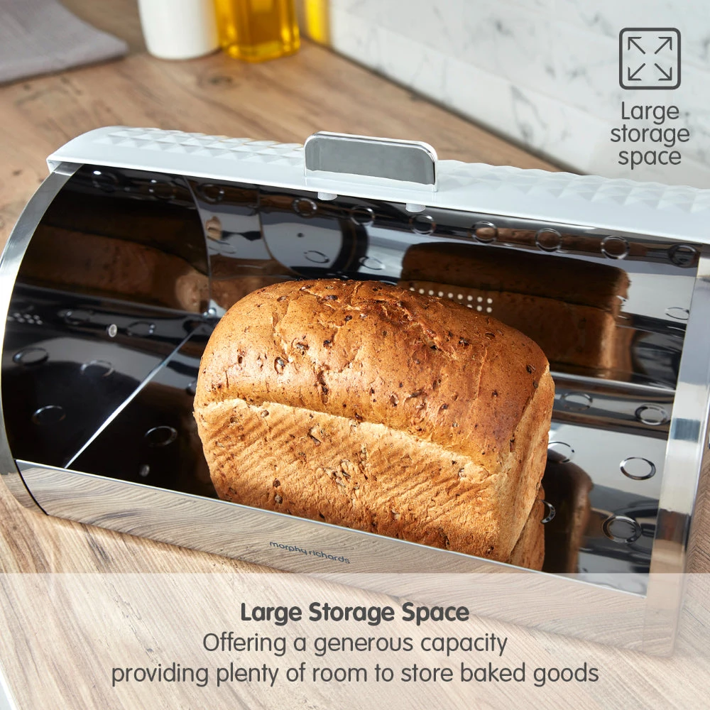 Morphy Richards Dimensions Roll Top Bread Bin - White 2 Morphy Richards Dimensions Roll Top Bread Bin - White - Image 2