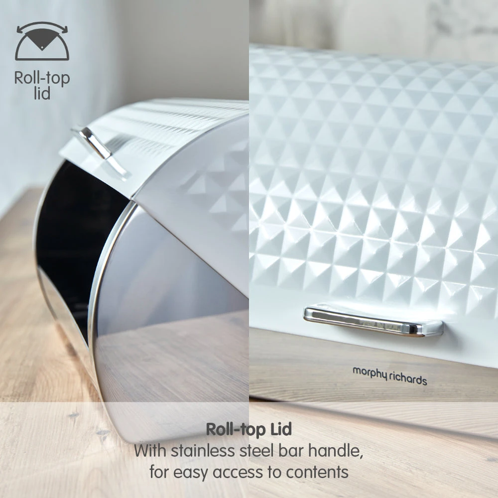 Morphy Richards Dimensions Roll Top Bread Bin - White 7 Morphy Richards Dimensions Roll Top Bread Bin - White - Image 7