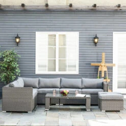 Outsunny Outdoor Rattan Sofa Corner Set 6 Piece - Grey -Home Furnishing Serie Shop 9Fk6ff17eecc28f6f jpg