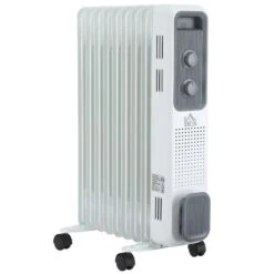 HOMCOM 2180W Oil Filled Radiator, 9 Fins, Portable Heater W/ Timer, Thermostat Control