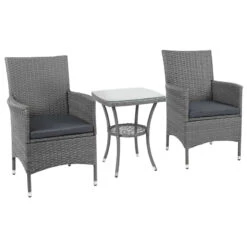 Outsunny Rattan Bistro Set 3pc - Grey -Home Furnishing Serie Shop 9f9daa17eecc2a6ec jpg