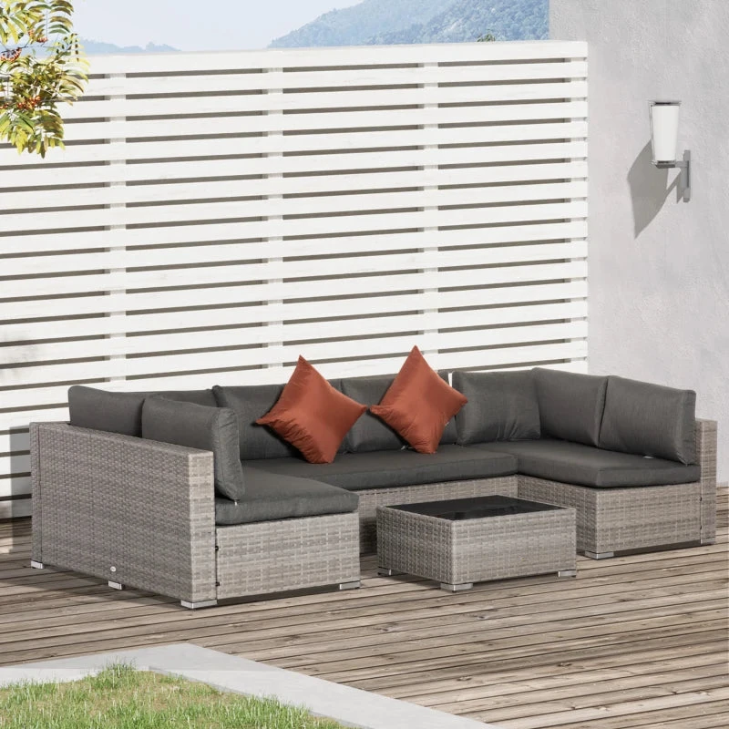 Outsunny Rattan Sofa Set 2.7m - Grey 2 Outsunny Rattan Sofa Set 2.7m - Grey - Image 2